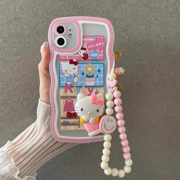 卡通凱蒂貓適用三星s24ultra手機殼s23+/s21fe支架s20全包防摔a03s/a15硅膠a23女a52磨砂a31/a54掛繩a71/a73