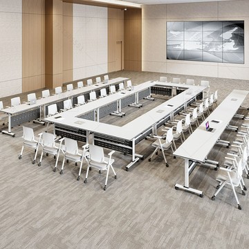 多功能折疊會議桌培訓桌子組合拼接桌移動課桌帶輪培訓桌椅折疊桌[DD120109]