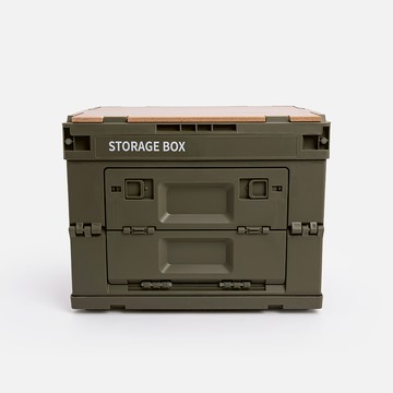 軍風綠 摺疊木天板收納箱 小 36x26x28cm