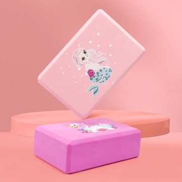 新款瑜伽磚女舞蹈練功一字馬輔助工具可愛印花防滑抗壓女磚頭批發