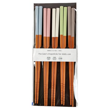 SUNLIFE 天然抗菌竹筷子 22.5cm  筷子5雙  混和顏色  1包