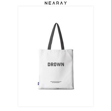 原創尼睿帆布包女ins冷淡風單肩包日韓學生手提袋簡約慵懶購物袋w