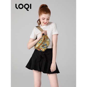 loqi梵高輕便防水潮流印花胸包街頭男女休閑腰包運動斜挎百搭小包