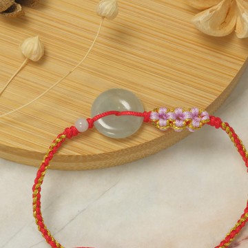 【願‧平安】冰種翡翠平安扣編織手鍊 | 天然緬甸A貨翡翠 | 送禮