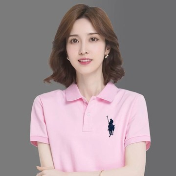 純棉大碼小馬刺繡翻領短袖T恤女2025夏季新款寬鬆顯瘦時尚上衣女 POLO領上衣 POLO衫 翻領上衣 大尺碼女裝 夏季
