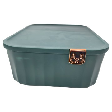 mega收納 創意輕奢分隔帶蓋收納盒 23x30x8公分  綠色  1組