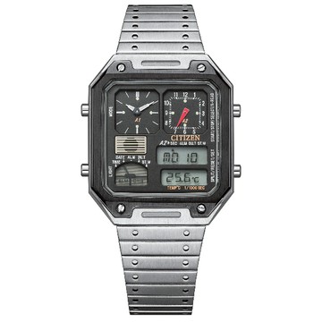 CITIZEN星辰錶 JG2126-69E Chronogragh系列 復古風古典電子計時腕錶/黑33.4x45.4mm