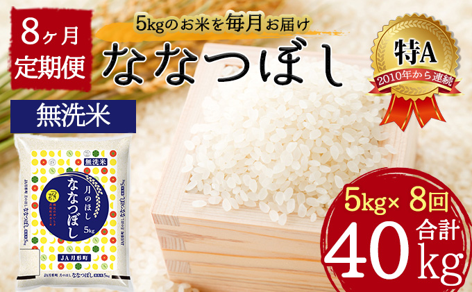 北海道 定期便 8ヵ月連続8回 令和5年産 ななつぼし 無洗米 5kg×1袋 特A 米 白米 ご飯 お米 ごはん 国産 ブランド米 時短 便利 常温 お取り寄せ 産地直送 送料無料