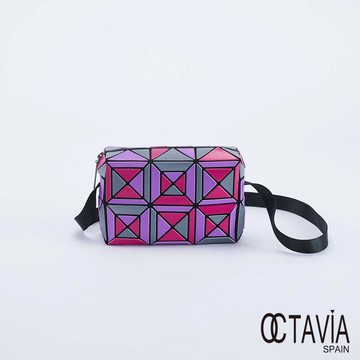 OCTAVIA 8 -  教堂彩窗 幾何三角立體四方斜背小包 - 塊粉紫