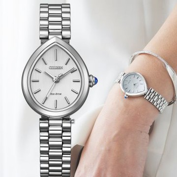 CITIZEN 星辰錶 L Rainell 系列 光動能水滴型腕錶-銀色 EM1200-55A