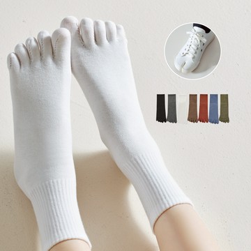 NicoFun 愛定做 7A抗菌女純色短筒五趾襪 五指襪 分趾襪 腳趾襪 棉襪 運動襪(女襪22.5~24.5cm)