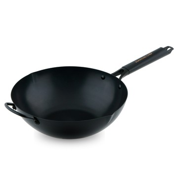 DIAMOND CHEF 無塗層窒化鐵炒鍋32cm(不易生鏽/IH爐可用/鐵鍋/深炒鍋)