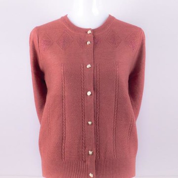 中老年女裝春秋媽媽裝薄款圓領毛衣羊毛開衫針織衫奶奶老人衣服女