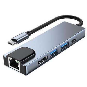 TypeC docking station USB+network card+HDMI+PD五合一拓展塢