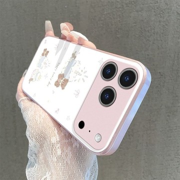 ✨iPhone手機殼✨蛋糕小熊ins卡通玻璃適用于iPhone17可愛蘋果12/13/14/15promax創
