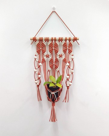 Macrame Plant Hanger 手工編織植物盆栽吊掛網【復古橙/米白】