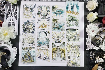 整卷OKMT新七天流麻咕卡貼紙PET手帳手賬膠帶貝殼光工藝 碧落黃泉