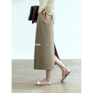 SUSISUMMER私服強推 佰搭剛需ROW風極簡羊毛空氣層羅馬布氣質半裙