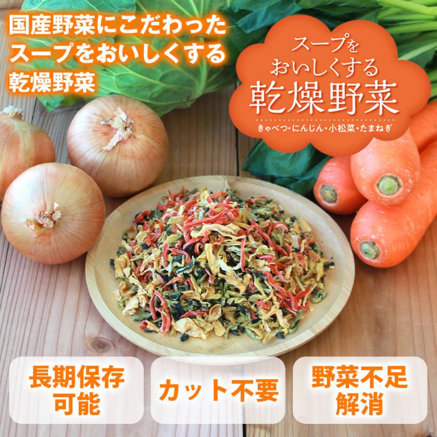 乾燥野菜ミックス 国産 味噌汁の具 乾燥 ラーメン具材 常備菜 玉ねぎ にんじん キャベツ 小松菜 時短料理 一人暮らし スープ 汁物 ドライベジ