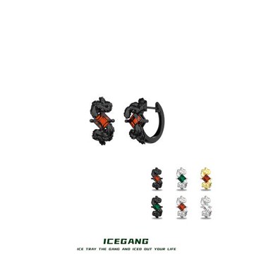 ICEGANG原創靈蛇纏夢耳扣S925銀針養耳洞斯萊特林小眾潮蛇年耳飾