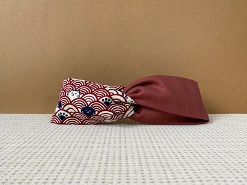 雙拼髮帶 / 紅波浪喵喵 - 葡萄紅