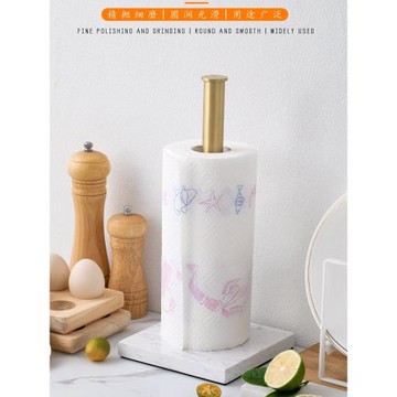 大理石紙巾架家用黃銅鍍金廚房卷紙架用紙桌面立式收納座保鮮膜架