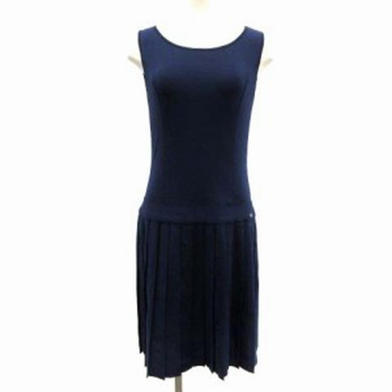中古 ルネ Rene ワンピース ニット ノースリーブ プリーツ ひざ丈 36 紺 ネイビー Tk レディース 通販 Lineポイント最大1 0 Get Lineショッピング