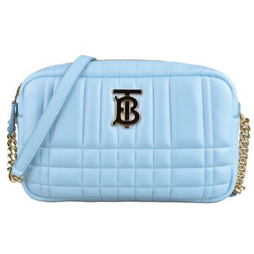 BURBERRY 巴寶莉  LOLA 金色TB金屬標誌相機斜背(淺藍)
