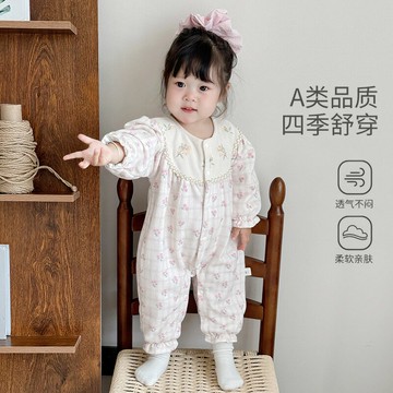 寶寶連體衣春秋款2025新款超萌可愛嬰兒春裝洋氣哈衣爬服外出服鑫弘-素時衣櫥