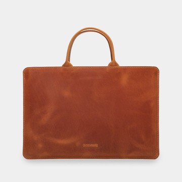 手工干邑色皮革筆記型電腦保護套 – 時尚的 MacBook 便攜包