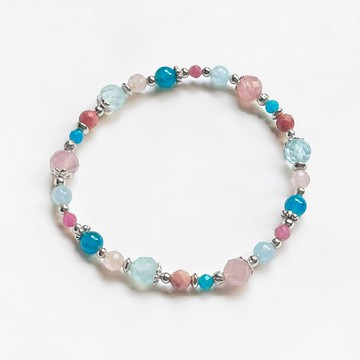 粉晶海藍寶925純銀手鍊