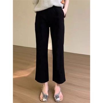 2025秋冬加絨加厚保暖新款微喇叭褲子闊腿褲爆款顯瘦休閑西裝褲女