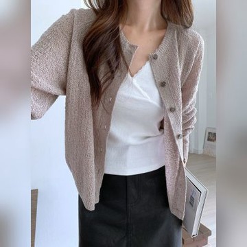 正韓罩衫 亞麻針織外套SOM1141-創翊韓都