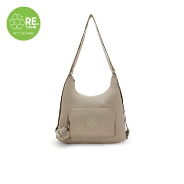 灰褐色肩背後背兩用包-YENNA