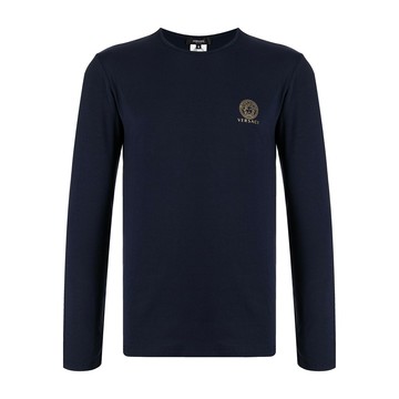 Versace - Dark Blue Cotton Stretch Logo Underwear T-shirt