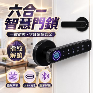 【現貨✔️保固一年】 指紋鎖 智能鎖 門鎖 密碼鎖 六合一智能門把鎖 辦公室指紋鎖 電子鎖 智慧鎖 防盜鎖 安全鎖
