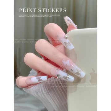 美甲貼紙拍拍膠噴繪愛心星星蝴蝶星芒火焰指甲裝飾品小配件帶背膠