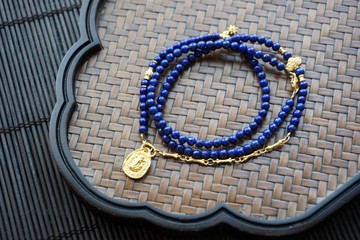 天然青金石項鏈925銀象神惡魔之眼吊墜闢邪保平安助睡眠緩解壓力