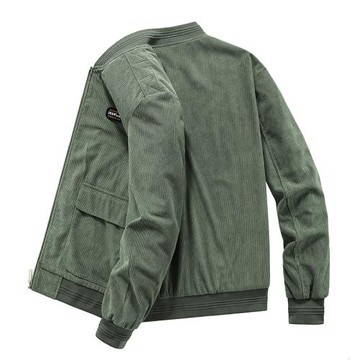 燈芯絨外套男春秋季潮流復古棒球服潮流寬松休閑條絨立領工裝夾克