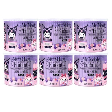 Sanrio 美樂蒂與酷洛米 紙軸螺旋棉花棒 300支X6盒 環保紙製軸桿 柔韌不易折斷 螺旋狀棉頭更易於吸附易物