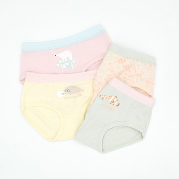 minihope沉靜海洋女童三角褲(4件組C)