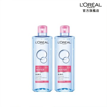 巴黎萊雅 三合一卸妝潔顏水 保濕/清爽/玻尿酸高效溫和型 400mlX2 | 官方旗艦店  卸妝