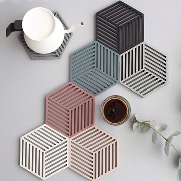 Homely Zakka 簡約風防燙隔熱墊/餐墊_線條(三色任選) - 莫蘭迪棕橘