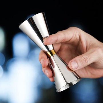 德國不銹鋼量酒器304日式金環jigger錐形盎司杯帶刻度量杯跨境