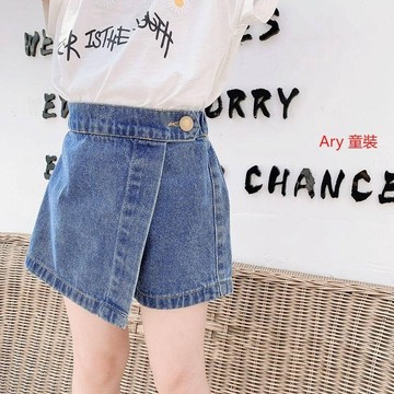 ARY 女童短褲 女童牛仔短褲 夏季薄韓版洋氣女寶寶休閒牛仔裙褲 小童半身裙子外穿 寶寶牛仔裙