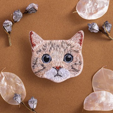 刺繡貼紙-藍眼花貓(A0002)