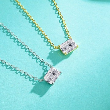 現貨+預購 頂級莫桑鑽石項鍊925純銀女項鍊鎖骨鍊項鏈情人節禮物-1克拉祖母方形2款74lq60【獨家進口】【米蘭精品】