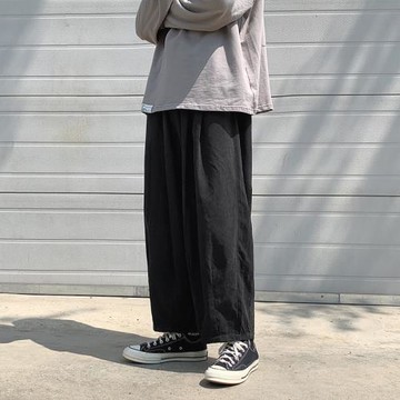 垂感褲子男款春秋新日系潮牌闊腿寬松直筒褲大碼韓版潮流休閑長褲