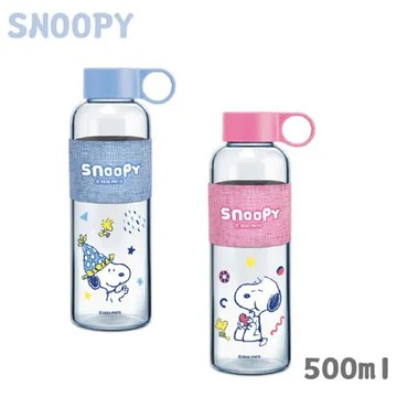 史努比 小時光手提耐熱玻璃瓶500ml SP-SJJ593