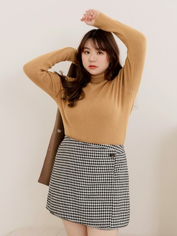 簡約純色高領合身針織長袖毛衣